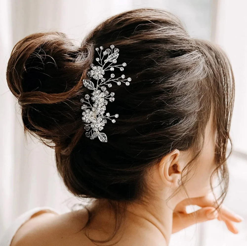 White Pearl Floral Fancy Bridal Hair Comb  New